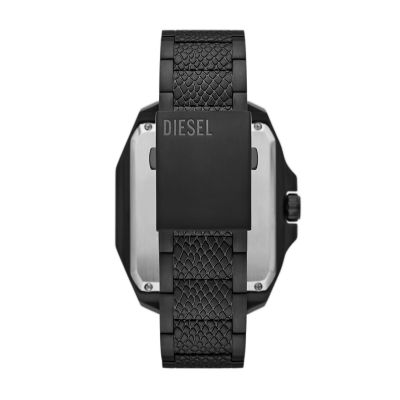 Diesel Flayed Steel Black-Tone Station Watch - DZ7472 Three-Hand Stainless - Automatic Watch