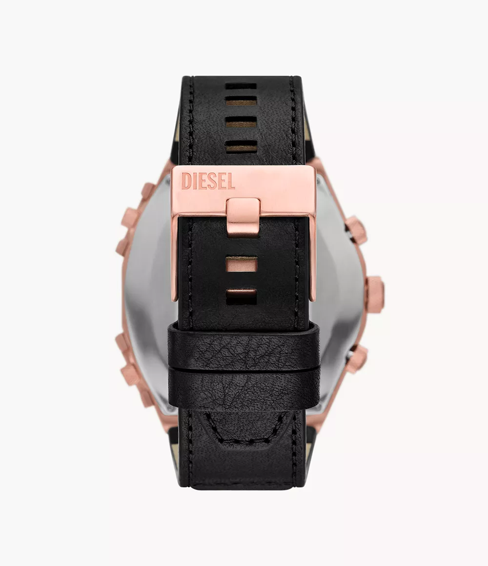 Diesel Sideshow Chronograph Black Leather Watch - DZ7475 - Watch