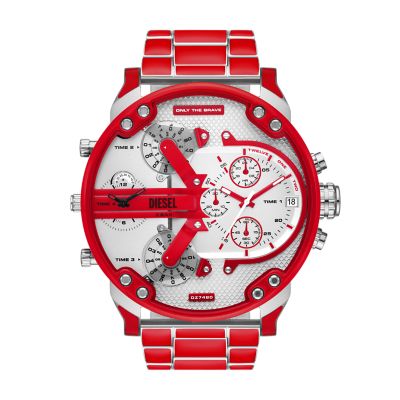 Diesel Men's Mr. Daddy 2.0 Chronograph Red Lacquer And Stainless Steel Watch - Red