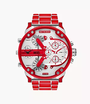 Montre chronographe Mr. Daddy 2.0 Diesel avec laquage rouge et acier inoxydable