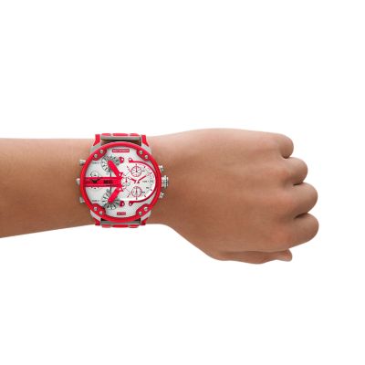 Diesel Mr. Daddy 2.0 Chronograph Red Lacquer and Stainless Steel 