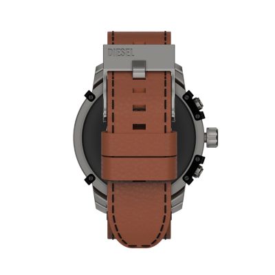 Montre connect e Griffed Diesel en cuir brun DZT2043 Watch