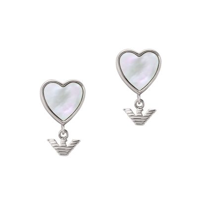 Emporio Armani Sterling Silver Heart Stud Earrings