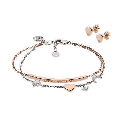 Emporio Armani Women's Two-Tone Sterling Silver Bracelet And Earring Gift Set - Rose Gold