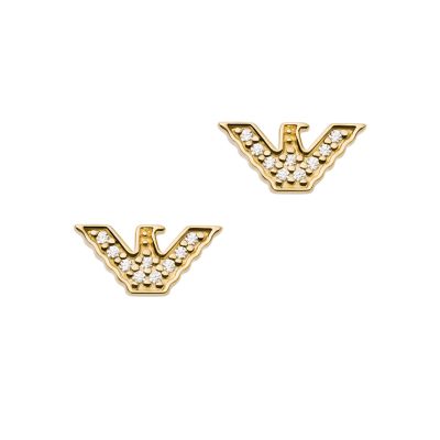 Emporio Armani Eagle Logo Gold-Tone Sterling Silver Stud Earrings