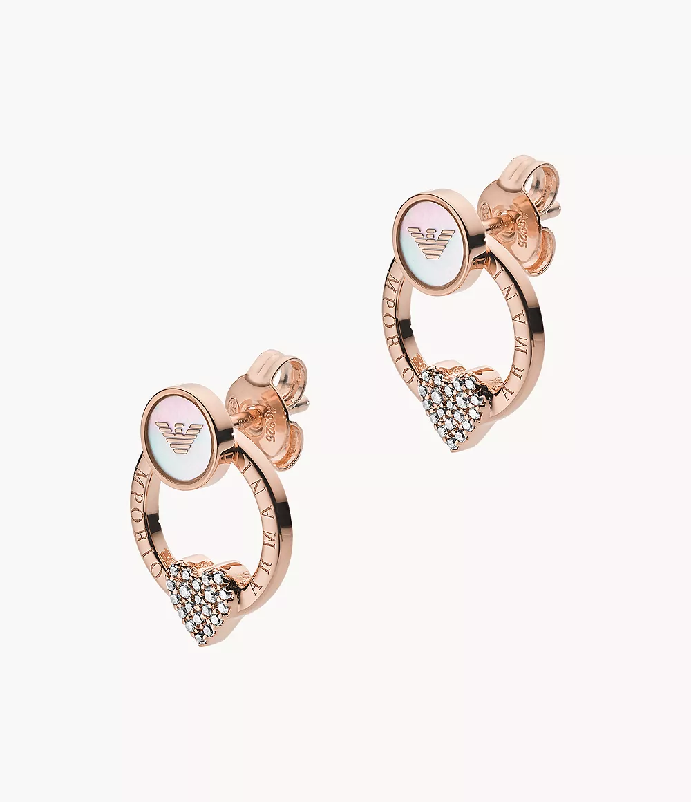 Emporio Armani Rose Gold-Tone Sterling Silver Stud Earrings 