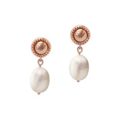 Emporio Armani Rose Gold-Tone Sterling Silver Drop Earrings