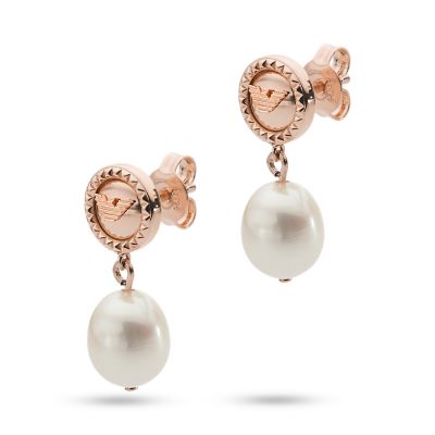 Emporio Armani Rose Gold-Tone Sterling Silver Drop Earrings