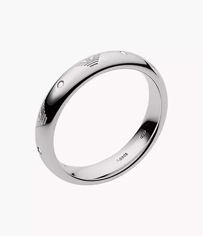 Emporio Armani Sterling Silver Couples Ring Band