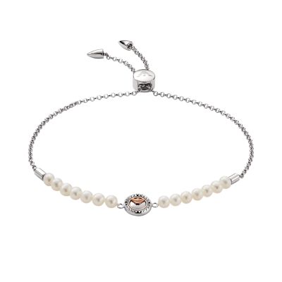 Emporio Armani Sterling Silver and Cultured Freshwater Pearl Slider Bracelet