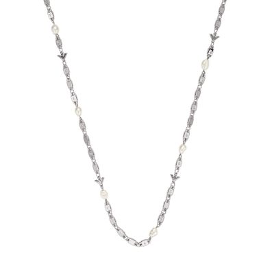 Silver chain link best sale necklace women's