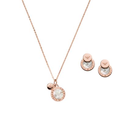 Emporio Armani Rose Gold-Tone Sterling SIlver Necklace and