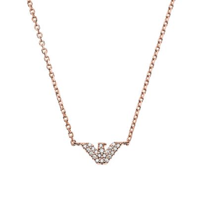 Emporio Armani Rose Gold Tone Sterling Silver Necklace EG3477221