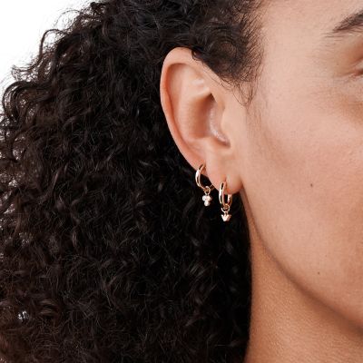 Rose Gold-Tone Sterling Silver Hoop Earrings - EG3486221 - Watch 