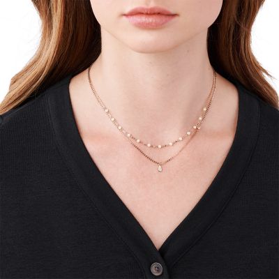 Rose Gold-Tone Sterling Silver Double-Strand Necklace - EG3489221