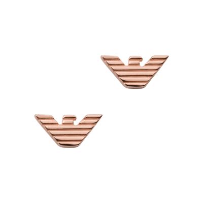 Emporio Armani Rose Gold-Tone Sterling Silver Stud Earrings 