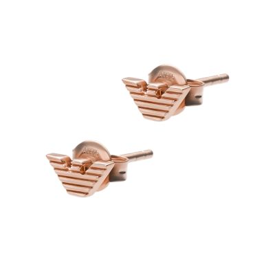 Emporio Armani Rose Gold Tone Sterling Silver Stud Earrings