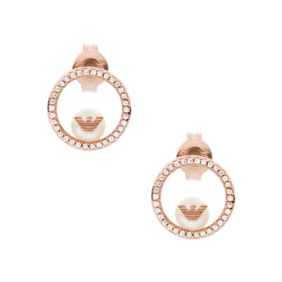 Emporio Armani Rose Gold Tone Sterling Silver Drop Earrings