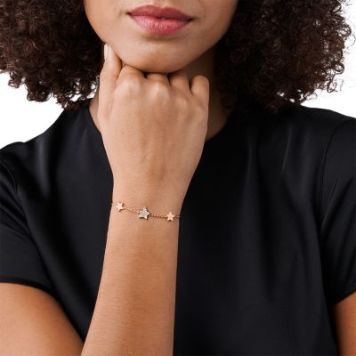 Emporio Armani Rose Gold-Tone Sterling Silver Station