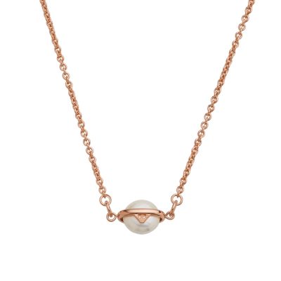 Emporio Armani Rose Gold-Tone Sterling Silver Pendant Necklace