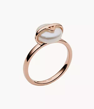 Emporio Armani Rose Gold-Tone Sterling Silver Ring