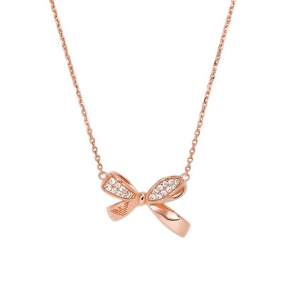 Emporio Armani Rose Gold-Tone Sterling Silver Pendant Necklace