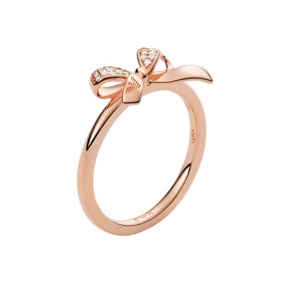 Emporio Armani Rose Gold Tone Sterling Silver Center Focal Ring