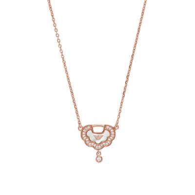Emporio Armani Rose Gold-Tone Sterling Silver Pendant Necklace