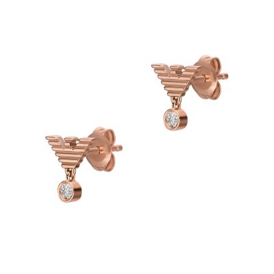 Emporio Armani Rose Gold-Tone Sterling Silver Stud Earrings