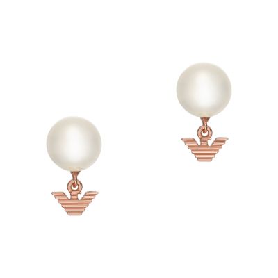 Emporio Armani White Pearl Stud Earrings - EG3584221 - Watch Station