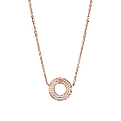 Emporio Armani Rose Gold-Tone Sterling Silver Pendant Necklace