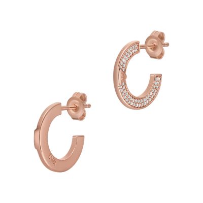 Emporio Armani Rose Gold-Tone Sterling Silver Hoop Earrings