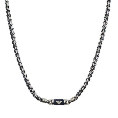 Emporio Armani Mens Stainless Steel Necklace - Silver 130$