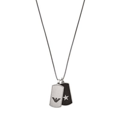 Emporio armani men's on sale dog tag necklace