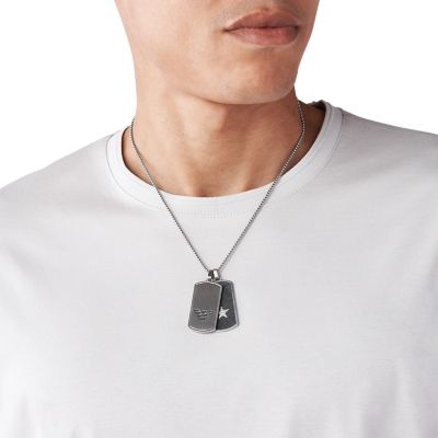 Emporio armani men's on sale dog tag necklace