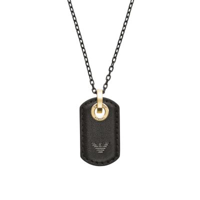 Emporio Armani Gunmetal Steel Dog Tag Necklace