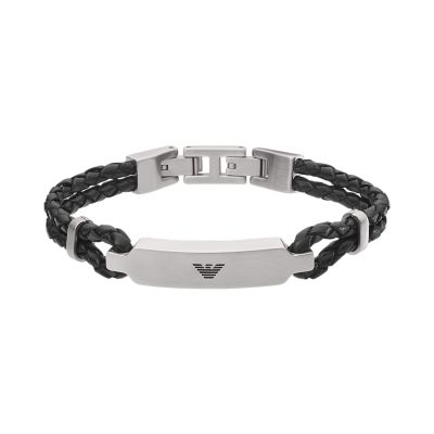Emporio Armani Two-Tone Stainless Steel and Leather ID Bracelet -  EGS2719040 - Watch Station