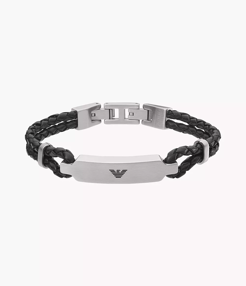 Emporio Armani Two-Tone Stainless Steel and Leather ID Bracelet -  EGS2719040 - Watch Station