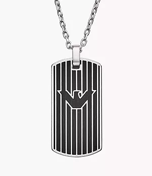 Black Stainless Steel Dog Tag Necklace