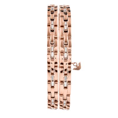 Emporio Armani Rose Gold-Tone Steel Double-Wrap Chain Bracelet