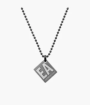 Emporio Armani Gunmetal Stainless Steel Pendant Necklace