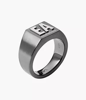 Emporio Armani Gunmetal Stainless Steel Signet Ring