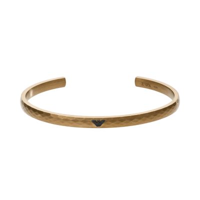 Emporio Armani Antique Gold Tone Stainless Steel Cuff Bracelet