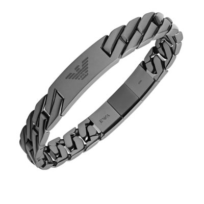 Emporio Armani Gunmetal Stainless Steel Chain Link Bracelet