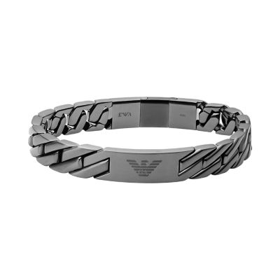 Emporio Armani Gunmetal Stainless Steel Chain Link Bracelet