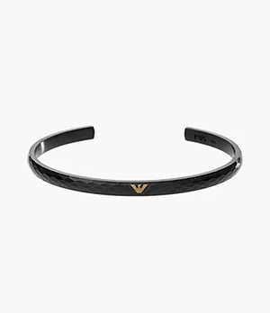 Emporio Armani Black Stainless Steel Cuff Bracelet