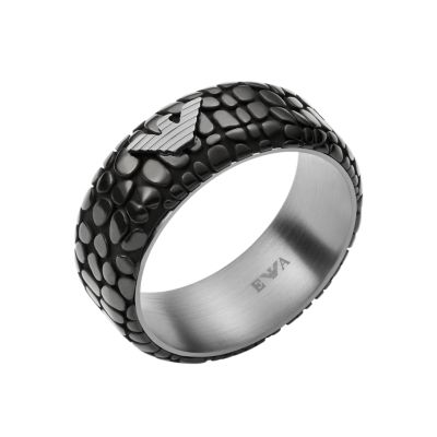 Emporio Armani Black-Tone Stainless Steel Ring - EGS2782001002