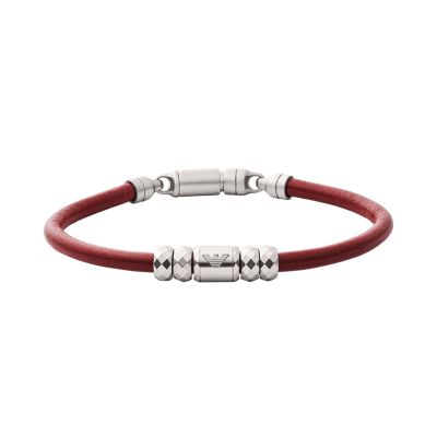 Emporio Armani Red Leather Bracelet