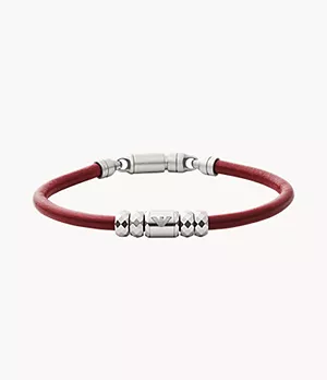 Emporio Armani Red Leather Bracelet