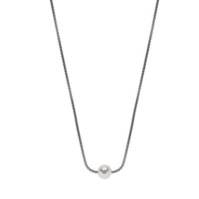 Emporio Armani Grey-Tone Stainless Steel Pendant Necklace